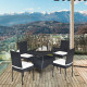 5 Pieces Outdoor Patio Rattan Dining Set with Glass Top with Cushions