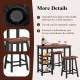 3 Piece Counter Height Dining Table Set with 2 Saddle Stools and Storage Shelves