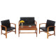 4-Piece PE Rattan Patio Furniture Set with Solid Acacia Wood