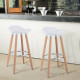 Set of 2 ABS Bar Stool with Wooden Legs