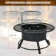 32-Inch Outdoor Wood Burning Fire Pit with 360°Swivel BBQ Grate