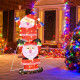 LED Double Santa Yard Sign with String Lights and 4 Stakes