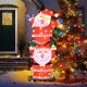 LED Double Santa Yard Sign with String Lights and 4 Stakes