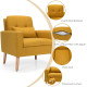 Accent Chair Cushioned Linen Armchair with Waist Pillow Sofa Chair