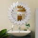 31.5 Inch Round Beveled Sunburst Wooden Wall-mounted Mirror