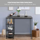 Industrial Dining Bar Pub Table with Metal Frame and Storage Shelves