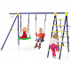 5-In-1 Outdoor Kids Swing Set with A-Shaped Metal Frame and Ground Stake
