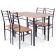 5 Pieces Wood Metal Dining Table Set with 4 Chairs