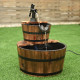 2 Tiers Outdoor Wooden Barrel Waterfall Fountain with Pump