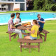 6-Person Patio Wood Picnic Table Beer Bench Set