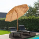 6.5 Feet Portable Thatched Tiki Beach Umbrella with Adjustable Tilt for Poolside and Backyard
