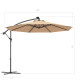 10 Feet Patio Hanging Solar LED Umbrella Sun Shade with Cross Base