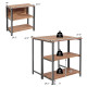 Acacia Wood Patio Folding Dining Table Storage Shelves