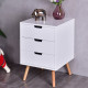 Wood Side End Table Nightstand with 3 Drawers Mid-Century Accent