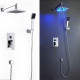 8" LED Rainfall Shower head Arm Control Valve Handspray Shower Faucet Set