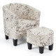 Barrel Accent Linen Fabric Upholstered Chair Tub Chair
