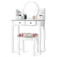 Makeup Vanity Table Set Girls Dressing Table with Drawers Oval Mirror
