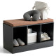 3-Cube Storage Box Organizer Shoe Bench with Padded Cushion