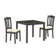 3 Pieces Dining Set Square Table with 2 Padded Wooden Chairs