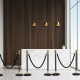 6 Pieces Round Top Polished Stainless Stanchions Posts Queue Pole with 5 Feet BlackVelvet Rope