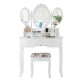 Vanity Set with Tri-Folding Mirror and Cushioned Stool