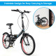 20 Inch Lightweight Adult Folding Bicycle Bike with 7-Speed Drivetrain Dual V-Brakes