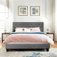 Queen Size Upholstered Panel Bed With Linen Panel