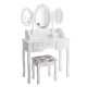Vanity Set with Tri-Folding Mirror and Cushioned Stool