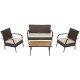 4 Pieces Patio Rattan Outdoor Conversation Set with Cushions