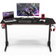 55 Inch T-shaped Computer Desk with Full Mouse Pad and LED Lights
