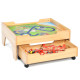 Children's Wooden Railway Set Table with 100 Pieces Storage Drawers