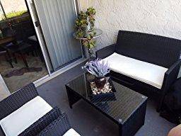4 pcs Patio Garden Wicker Rattan Cushioned Sofa - Outdoor Furniture