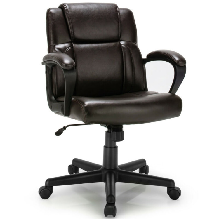 Adjustable Leather Executive Office Chair Computer Desk Chair with Armrest