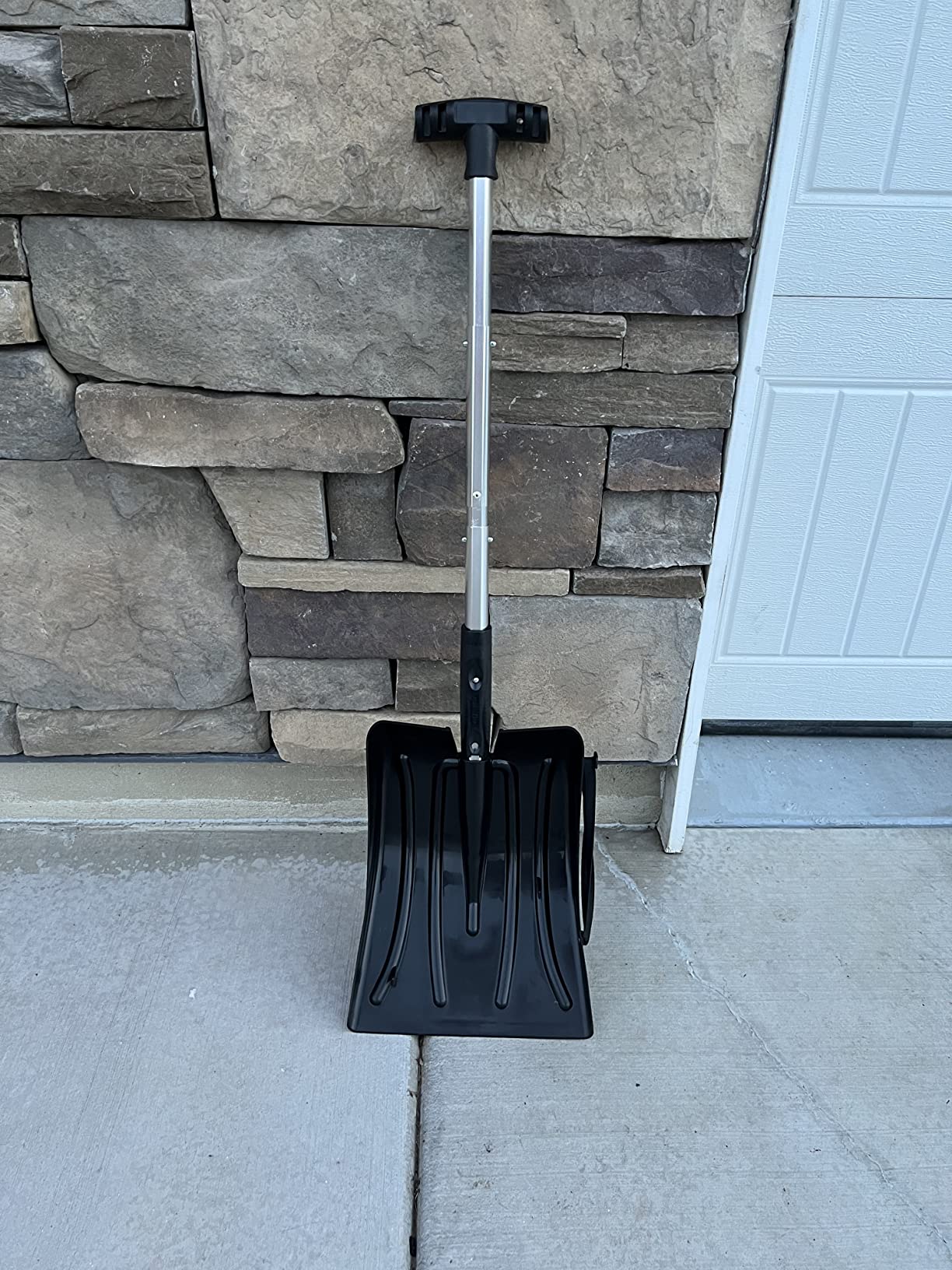 Very handy shovel, scraper, and brush.