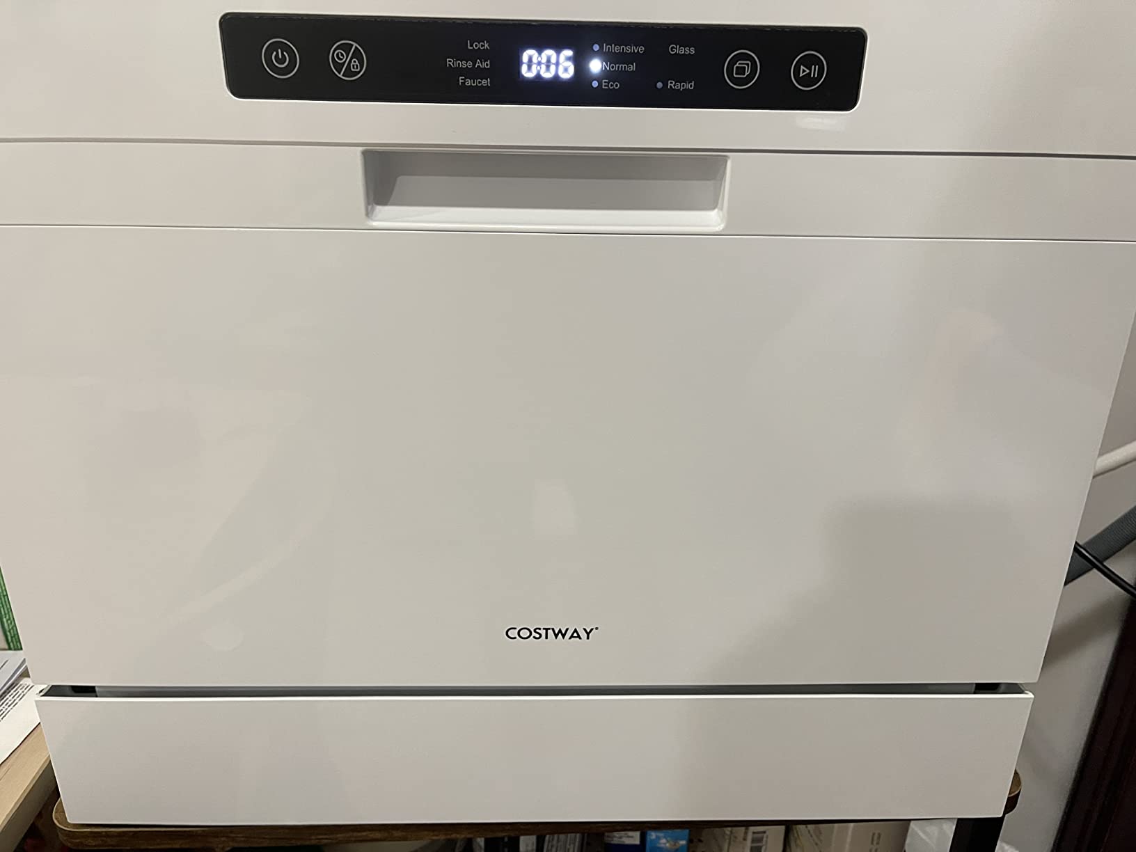  COSTWAY Portable Countertop Dishwasher, Compact Dishwasher with  7.5 L Built-in Water Tank, 360° Dual Spray Arms, 5 Washing Programs,  Air-Dry Function, Child Lock, Mini Dishwasher for Apartment, RV : Appliances