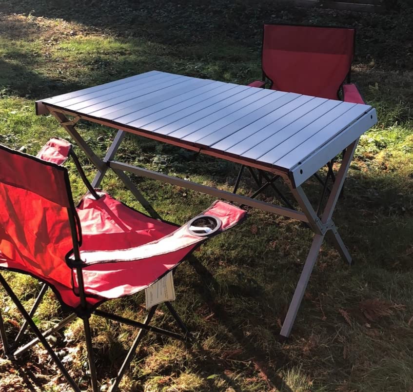 Costway 4-6 Person Portable Aluminum Camping Table Lightweight Roll Up  Table Brown