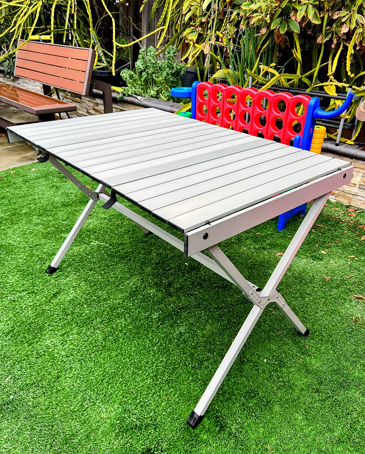 Table Pliable Camping Réglable 4xtabouret Jardin Aluminium 120cm