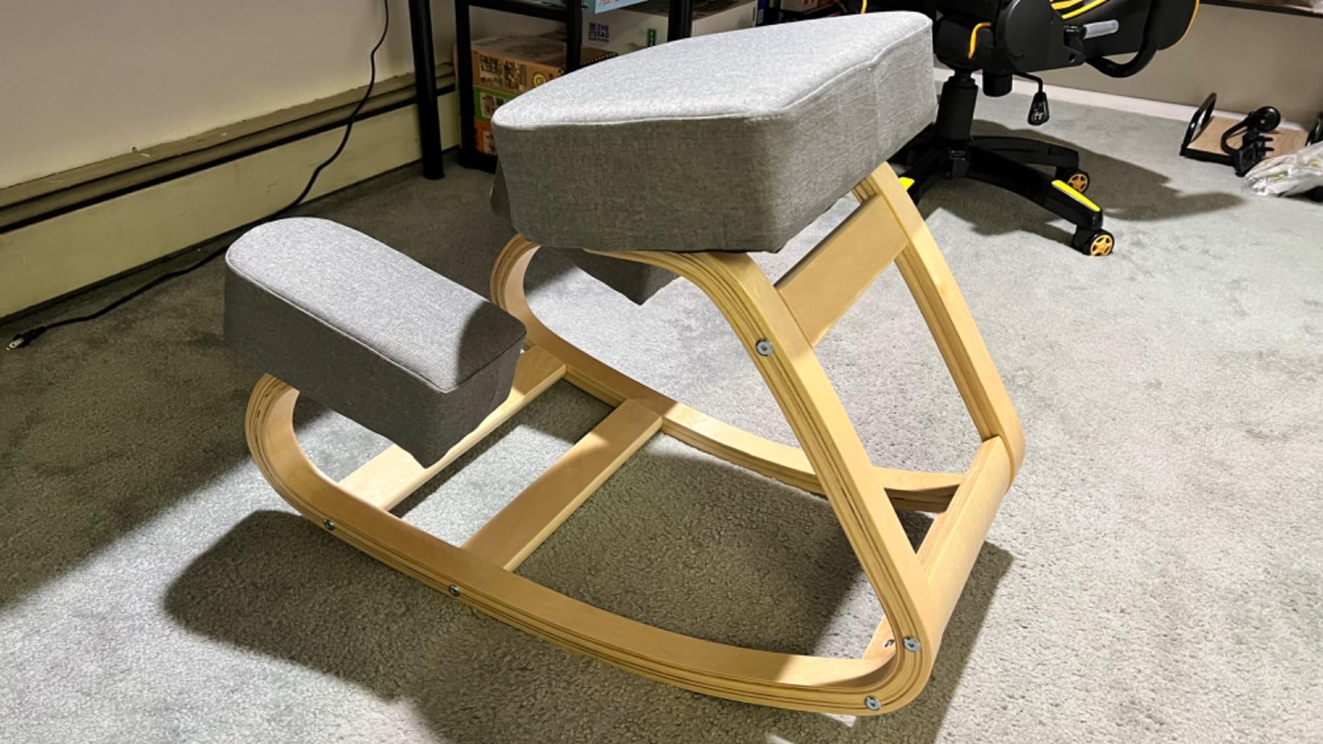 Costway Ergonomic Kneeling Chair Rocking Stool Upright Posture Office  Furniture Grey