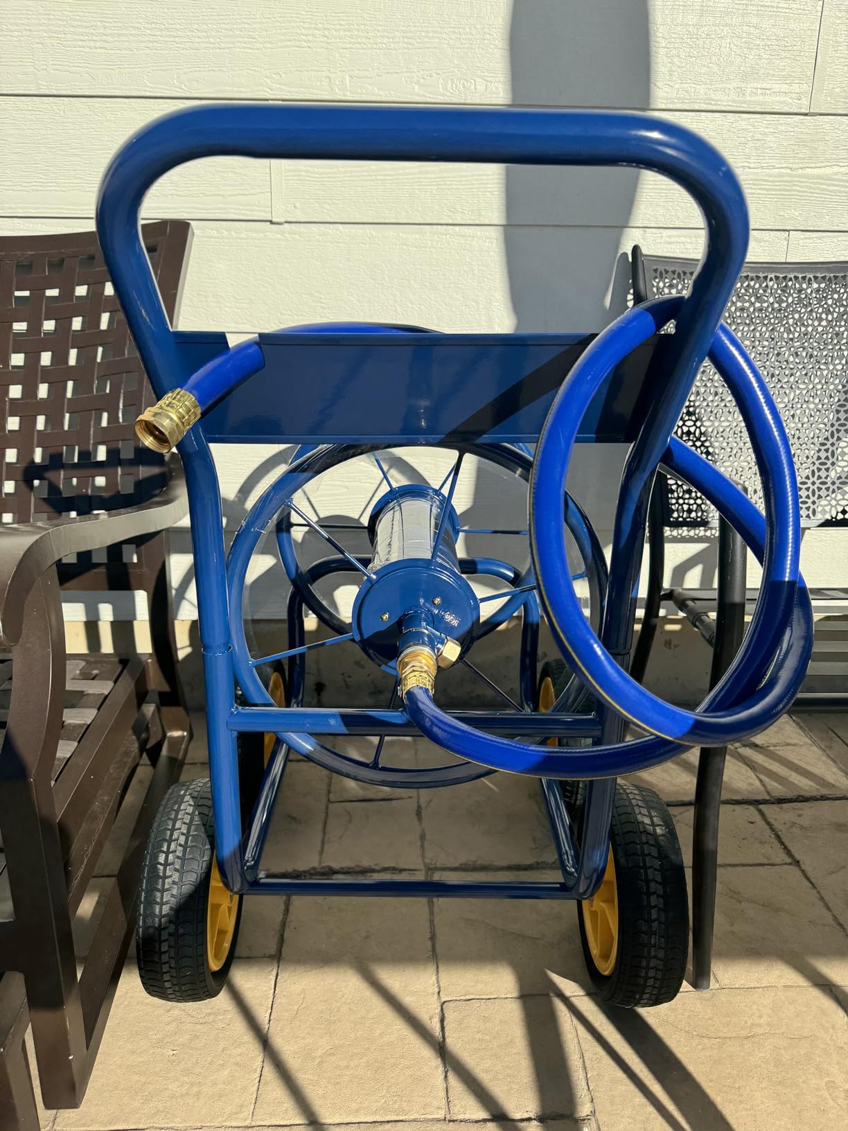 Garden Water Hose Reel Cart with 4 Wheels and Non-slip Grip