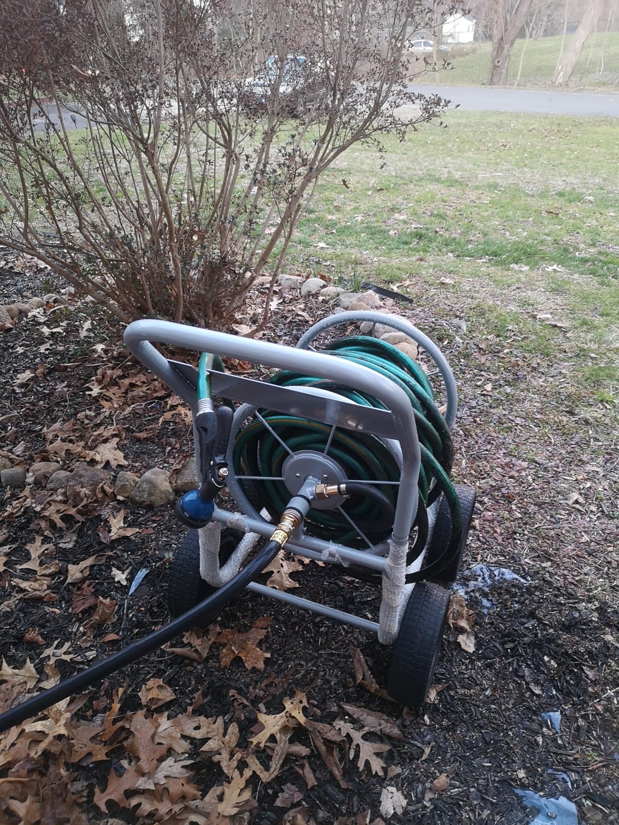Garden Water Hose Reel Cart with 4 Wheels and Non-slip Grip - Costway