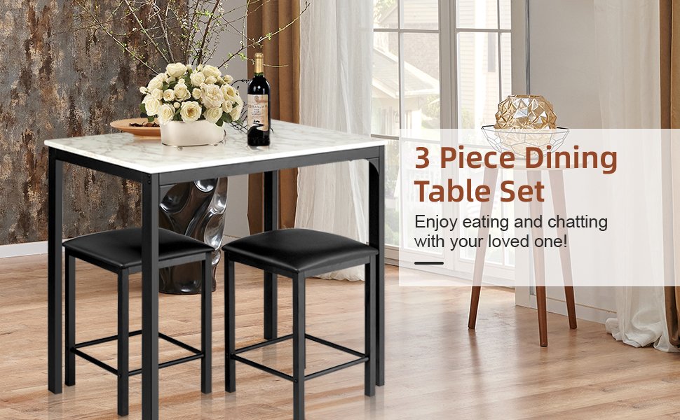 3 Pieces Dining Table and Chairs Set-banner